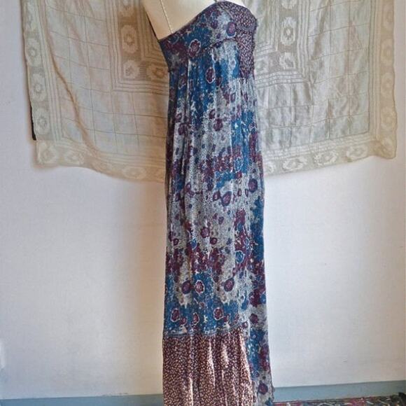 Silk Chiffon Patchwork Floral Maxi Slip Dress XS - Picture 1 of 4